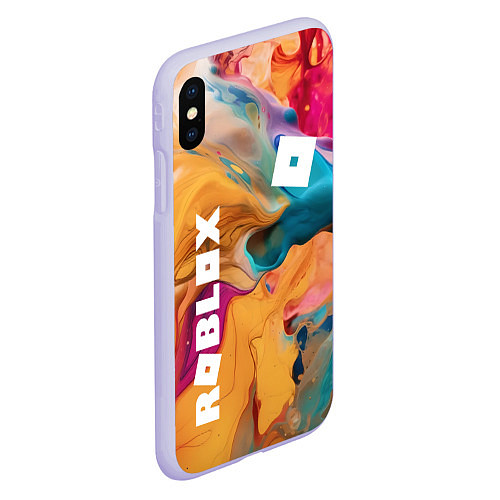 Чехол iPhone XS Max матовый Roblox Logo Color / 3D-Светло-сиреневый – фото 2