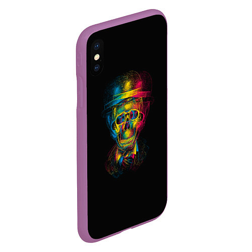Чехол iPhone XS Max матовый Трехцветный череп / 3D-Фиолетовый – фото 2