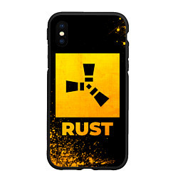 Чехол iPhone XS Max матовый Rust - gold gradient, цвет: 3D-черный