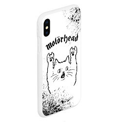 Чехол iPhone XS Max матовый Motorhead рок кот на светлом фоне, цвет: 3D-белый — фото 2