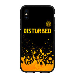 Чехол iPhone XS Max матовый Disturbed - gold gradient: символ сверху, цвет: 3D-черный