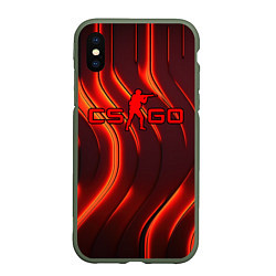 Чехол iPhone XS Max матовый CS GO red neon, цвет: 3D-темно-зеленый