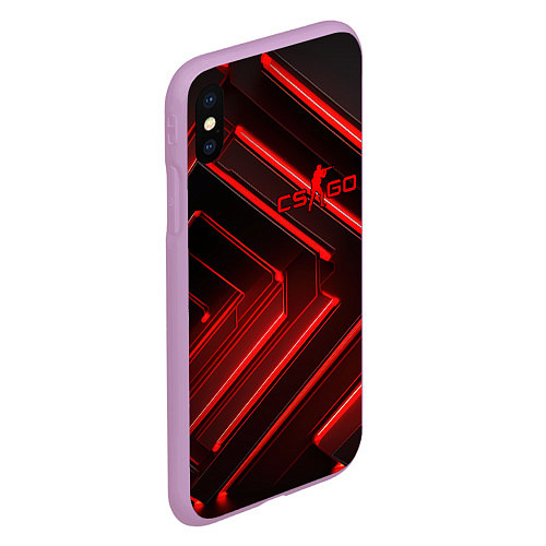 Чехол iPhone XS Max матовый Red neon CS GO / 3D-Сиреневый – фото 2