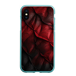 Чехол iPhone XS Max матовый Black red texture, цвет: 3D-мятный