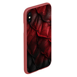 Чехол iPhone XS Max матовый Black red texture, цвет: 3D-красный — фото 2