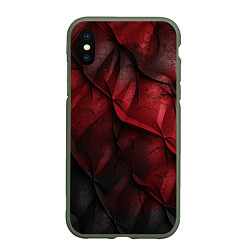 Чехол iPhone XS Max матовый Black red texture, цвет: 3D-темно-зеленый