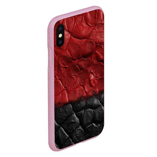 Чехол iPhone XS Max матовый Черная красная текстура / 3D-Розовый – фото 2