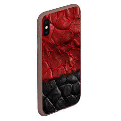 Чехол iPhone XS Max матовый Черная красная текстура, цвет: 3D-коричневый — фото 2