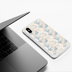 Чехол iPhone XS Max матовый Паттерн листьев, цвет: 3D-белый — фото 2