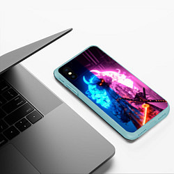 Чехол iPhone XS Max матовый Девушка кибер демон, цвет: 3D-мятный — фото 2