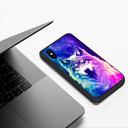 Чехол iPhone XS Max матовый Волк космический, цвет: 3D-черный — фото 2