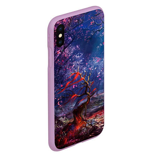 Чехол iPhone XS Max матовый Магический лес при луне / 3D-Сиреневый – фото 2