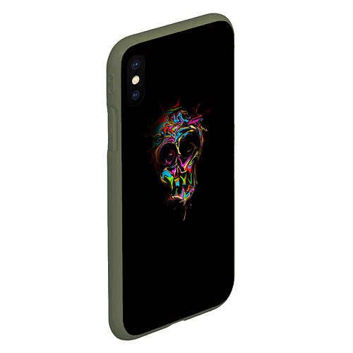 Чехол iPhone XS Max матовый Череп - потекшие краски / 3D-Темно-зеленый – фото 2