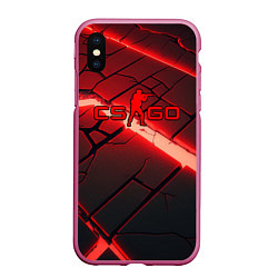Чехол iPhone XS Max матовый CS GO red neon, цвет: 3D-малиновый