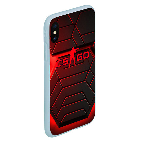 Чехол iPhone XS Max матовый Red neon CS GO / 3D-Голубой – фото 2