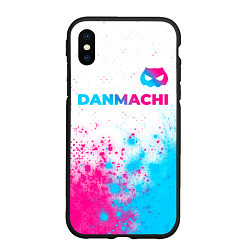 Чехол iPhone XS Max матовый DanMachi neon gradient style: символ сверху, цвет: 3D-черный