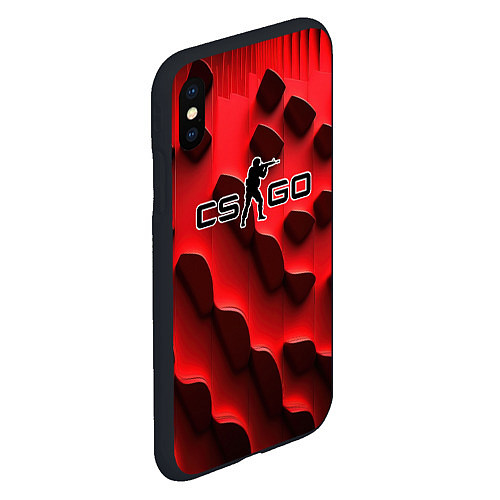 Чехол iPhone XS Max матовый CS GO black red abstract / 3D-Черный – фото 2