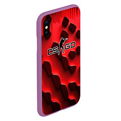 Чехол iPhone XS Max матовый CS GO black red abstract, цвет: 3D-фиолетовый — фото 2