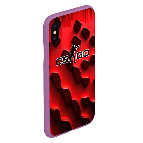 Чехол iPhone XS Max матовый CS GO black red abstract / 3D-Фиолетовый – фото 2