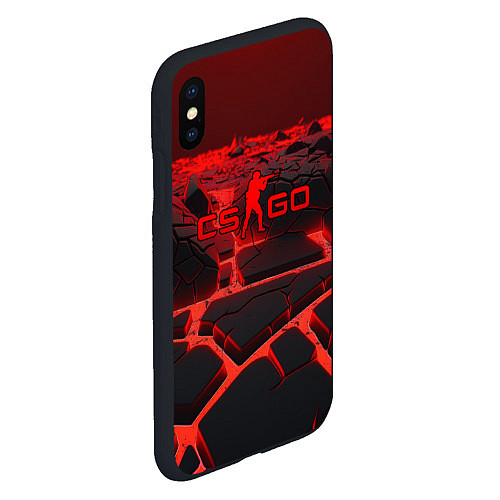 Чехол iPhone XS Max матовый CS GO red neon texture / 3D-Черный – фото 2