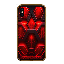 Чехол iPhone XS Max матовый Red space abstract, цвет: 3D-коричневый