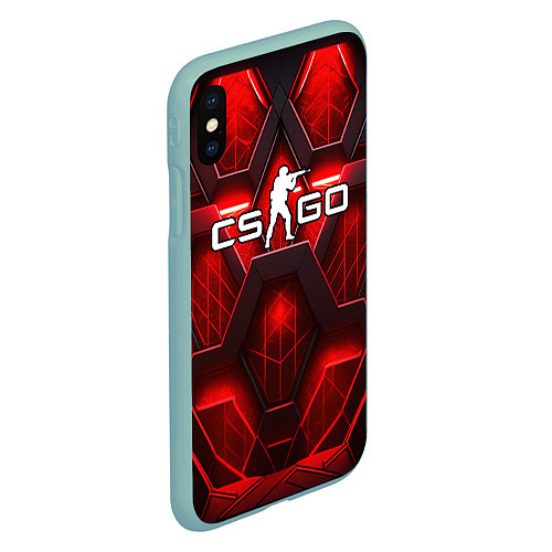 Чехол iPhone XS Max матовый CS GO red space abstract / 3D-Мятный – фото 2