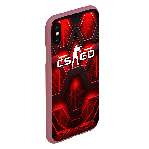 Чехол iPhone XS Max матовый CS GO red space abstract / 3D-Малиновый – фото 2