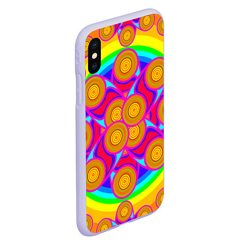 Чехол iPhone XS Max матовый Узор цвета хохломы / 3D-Светло-сиреневый – фото 2