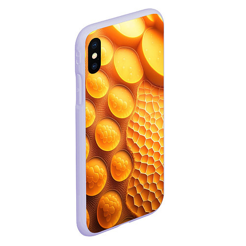 Чехол iPhone XS Max матовый Оранжевые круглые плиты / 3D-Светло-сиреневый – фото 2