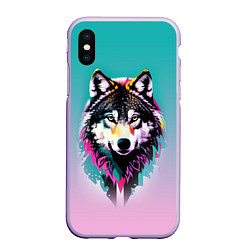Чехол iPhone XS Max матовый Волчья морда - поп-арт