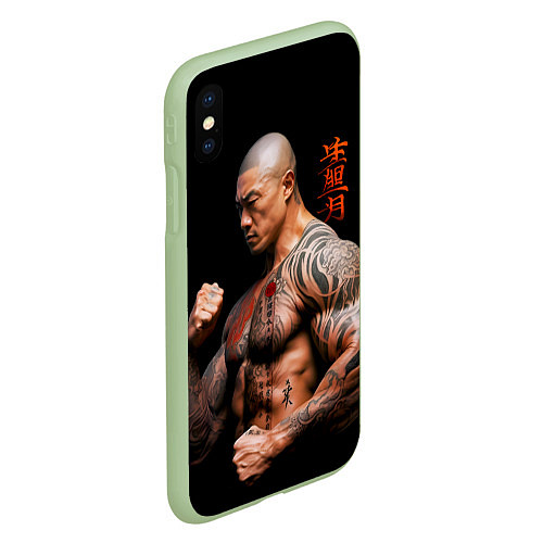Чехол iPhone XS Max матовый Irezumi tattoo yakuza / 3D-Салатовый – фото 2