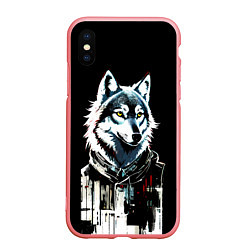 Чехол iPhone XS Max матовый Волк - графика
