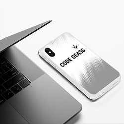 Чехол iPhone XS Max матовый Code Geass glitch на светлом фоне: символ сверху, цвет: 3D-белый — фото 2