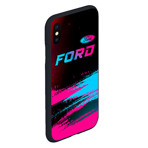 Чехол iPhone XS Max матовый Ford - neon gradient: символ сверху / 3D-Черный – фото 2