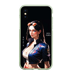 Чехол iPhone XS Max матовый Нико Робин с очками - One Piece, цвет: 3D-салатовый