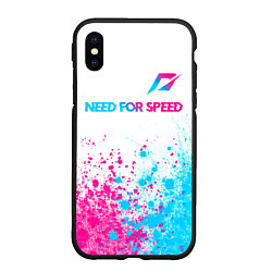 Чехол iPhone XS Max матовый Need for Speed neon gradient style: символ сверху, цвет: 3D-черный