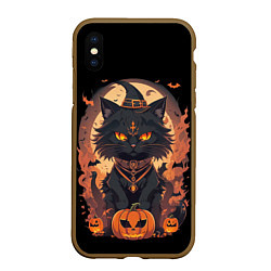 Чехол iPhone XS Max матовый Черный кот в хеллоуине