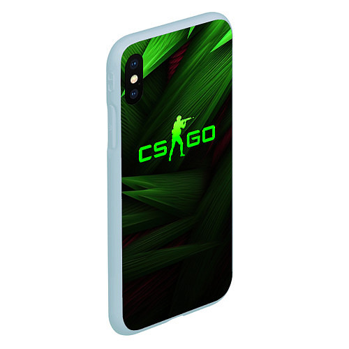 Чехол iPhone XS Max матовый CS GO green logo / 3D-Голубой – фото 2