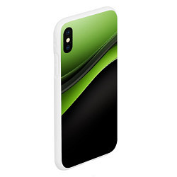 Чехол iPhone XS Max матовый Black green abstract, цвет: 3D-белый — фото 2