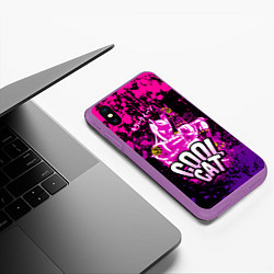 Чехол iPhone XS Max матовый Jo Jo - Королева убийца cool cat, цвет: 3D-фиолетовый — фото 2