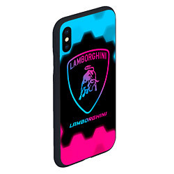 Чехол iPhone XS Max матовый Lamborghini - neon gradient, цвет: 3D-черный — фото 2