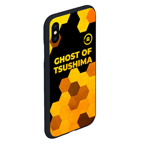 Чехол iPhone XS Max матовый Ghost of Tsushima - gold gradient: символ сверху / 3D-Черный – фото 2