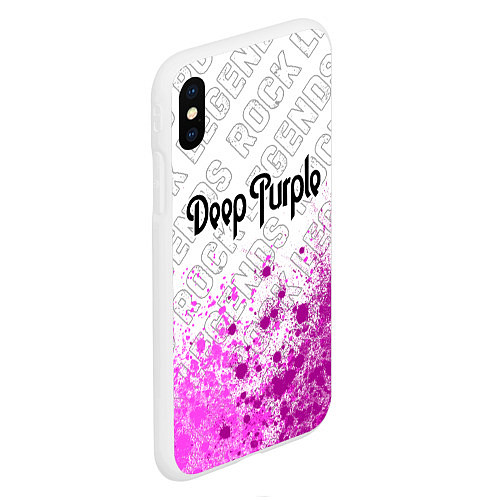 Чехол iPhone XS Max матовый Deep Purple rock legends: символ сверху / 3D-Белый – фото 2