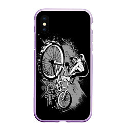 Чехол iPhone XS Max матовый Bmx jump rider, цвет: 3D-сиреневый