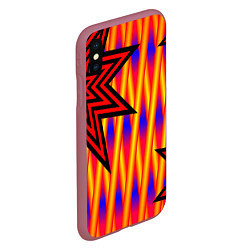 Чехол iPhone XS Max матовый Ассиметричный с многолучевыми звездами, цвет: 3D-малиновый — фото 2