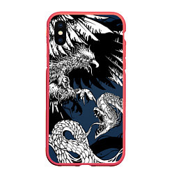 Чехол iPhone XS Max матовый Орёл против змеи