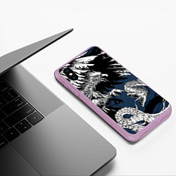 Чехол iPhone XS Max матовый Орёл против змеи, цвет: 3D-сиреневый — фото 2
