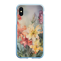 Чехол iPhone XS Max матовый Акварельные лилии