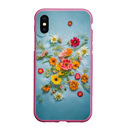 Чехол iPhone XS Max матовый Букет полевых цветов на ткани