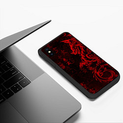 Чехол iPhone XS Max матовый Красный дракон - иероглифы, цвет: 3D-черный — фото 2